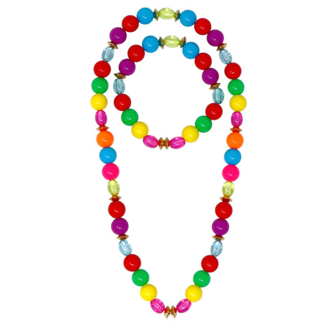 Rainbow Beaded Necklace and Bracelet Set