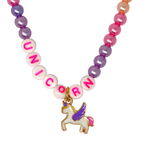BFF Unicorn rainbow pearl 2 x Necklace Set
