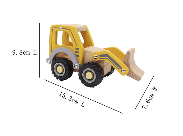 Construction Vehicle -Wooden Bull Dozer with Rubber Wheels