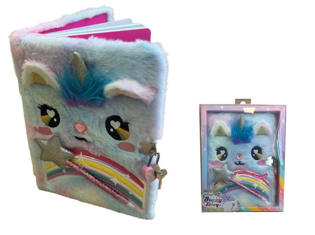 Fuzzy Caticorn Lockable Diary Set