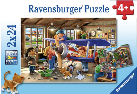 2x24 Pce Aeroplane and Train Repair Puzzles