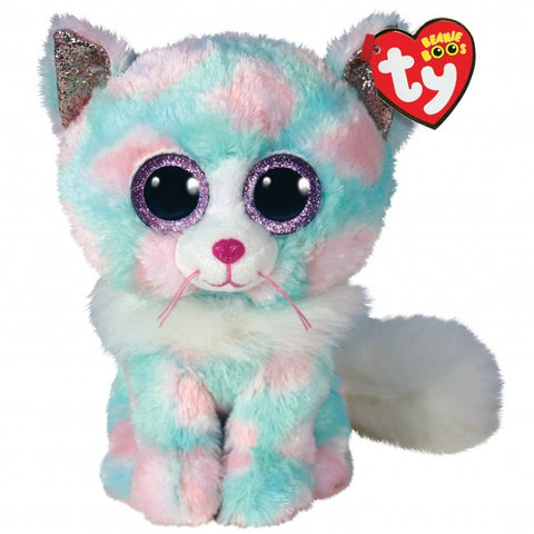 Beanie Boo Med Opal Cat Aqua Pink