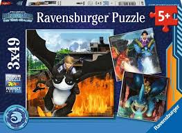 3 x 49 pce Dragons The Nine Realms Puzzles