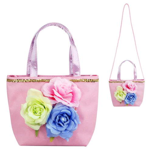 Into the Woods Flower Handbag - Pink with 3 Roses