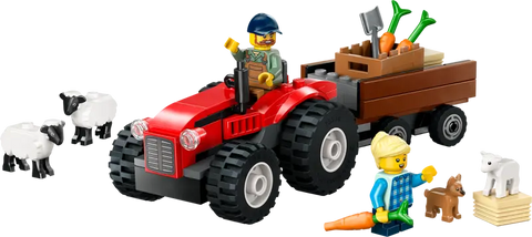 City Red Farm Tractor with Trailer & Sheep