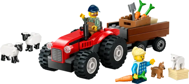 City Red Farm Tractor with Trailer & Sheep