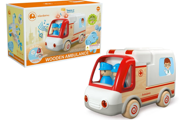 Wooden Ambulance With Lights and Sounds