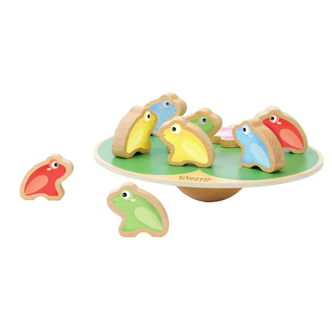 Wooden Balancing Water Lily with frogs