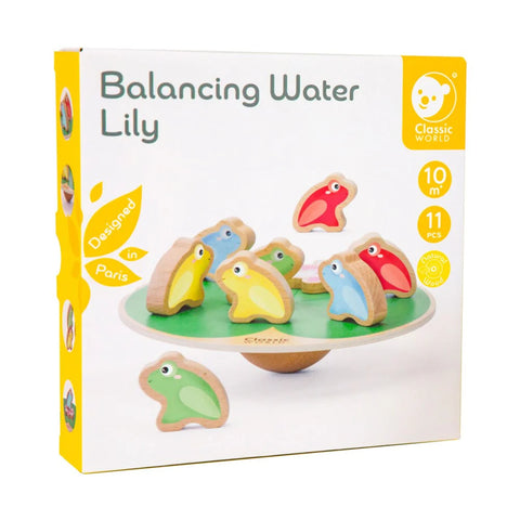 Wooden Balancing Water Lily with frogs