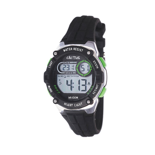 Watch Digital Black with night light/stopwatch