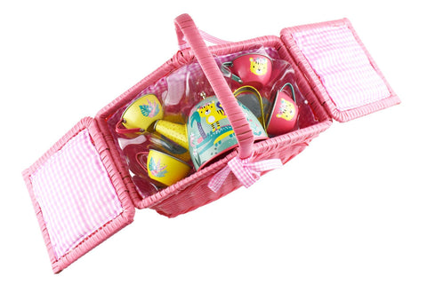 Jungle Friends Tiger Tin Tea Set in Picnic Basket 18pcs
