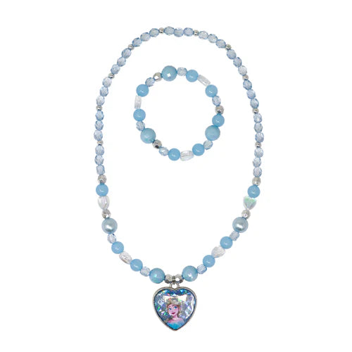 Disney Frozen Elsa Heart Necklace & Bracelet Set