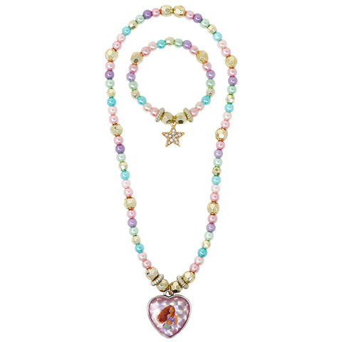 The Little Mermaid Pearl Necklace and Bracelet Set