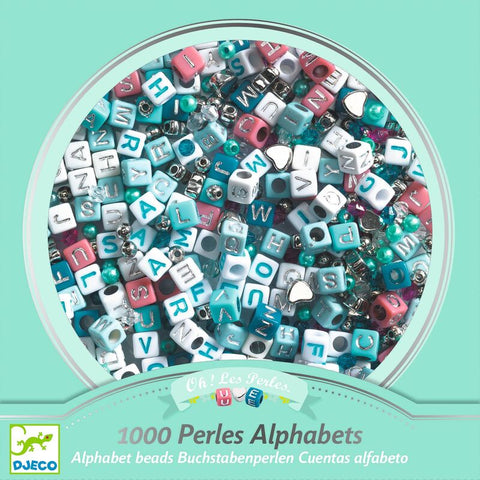 Alphabet Beads - Silver/Teal