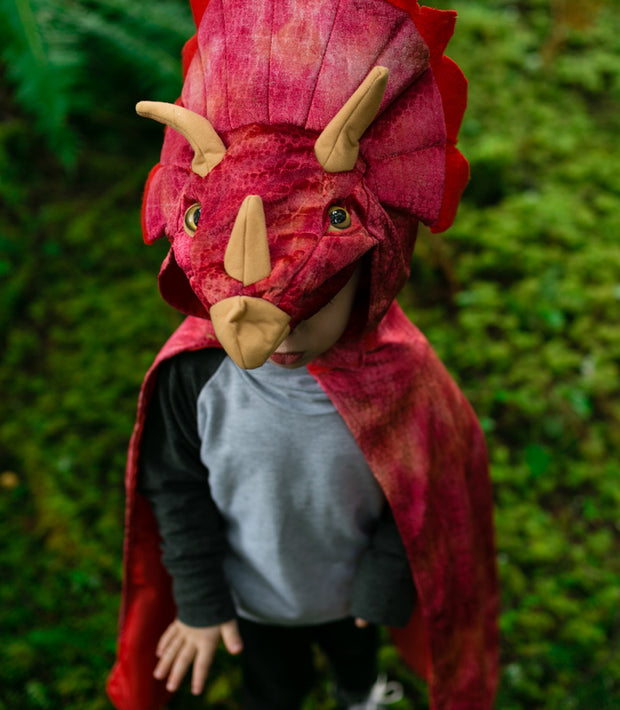 Red Triceratops Hooded Cape Size 4-5