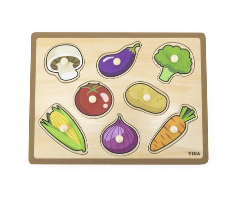 Wooden Knob Puzzle - Vegetables