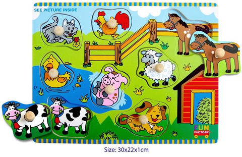 Wooden puzzle with knobs - Farm house