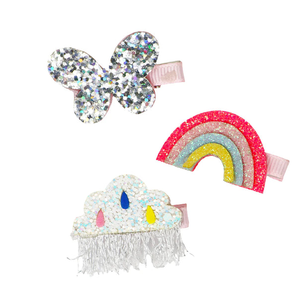 Glitter Rainbow And Cloud Hair Clips