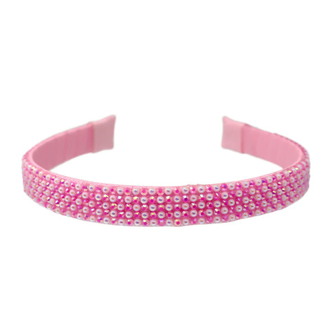 Pearl Rhinestone Headband Pink/Blue