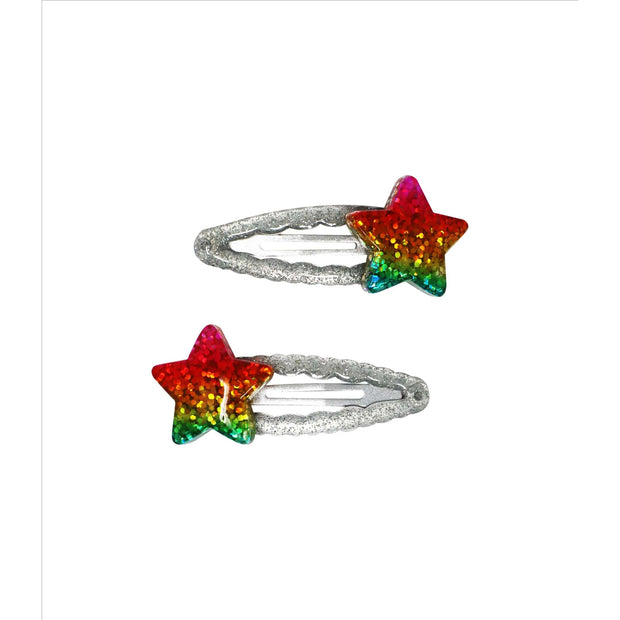 Rainbow Star Sparkly Hairclips