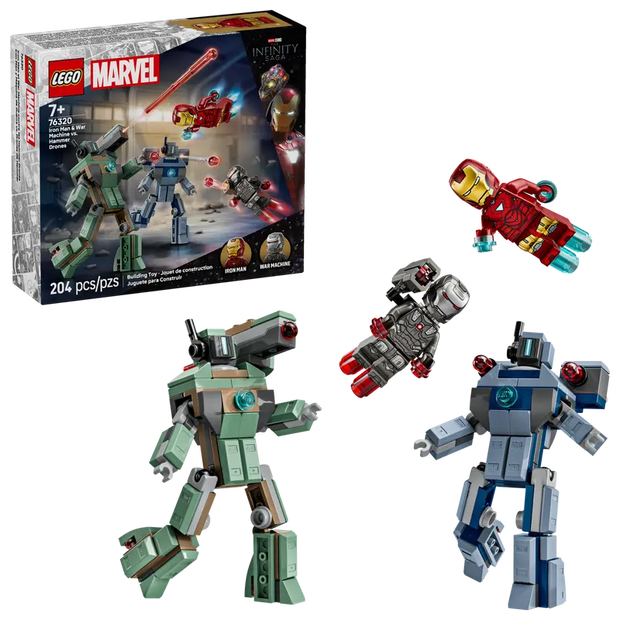 Marvel Iron Man and War Machine vs Hammer Drones