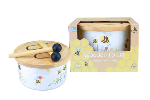 Wooden Drum - Bee Design