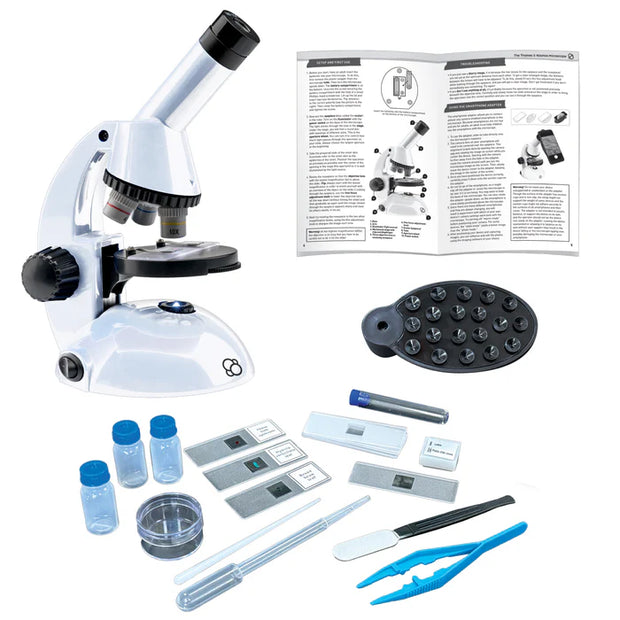 Microscope with Smartphone Adapter and Accessories