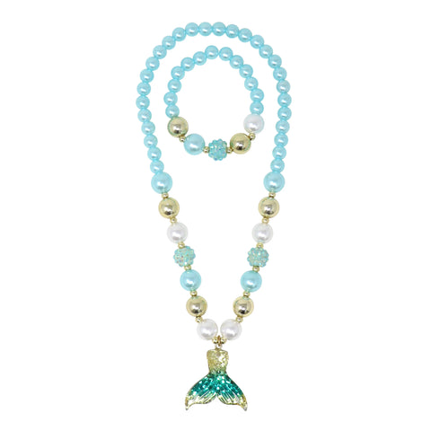 Mermaid Tail Necklace and Bracelet Set