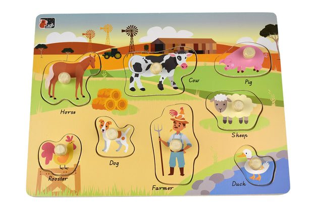 2 in 1 Australian Farm animal Peg Puzzle