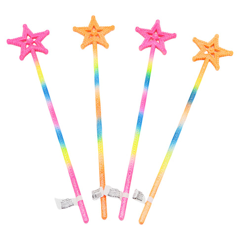 Colorful star-shaped wands on a light gray background