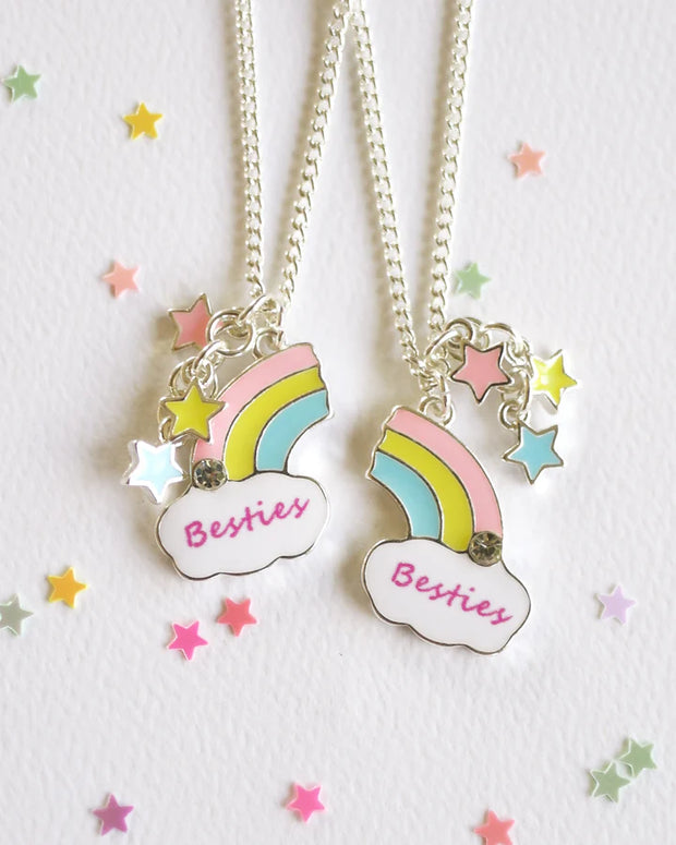 Set of 2 x Silver Plated Necklaces with Besties Charms