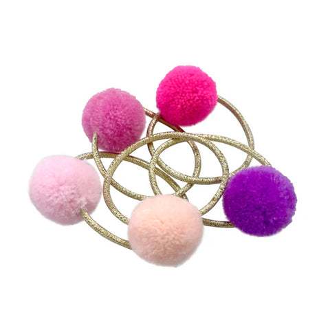 Pom Pom Hair Elastics 5 pce