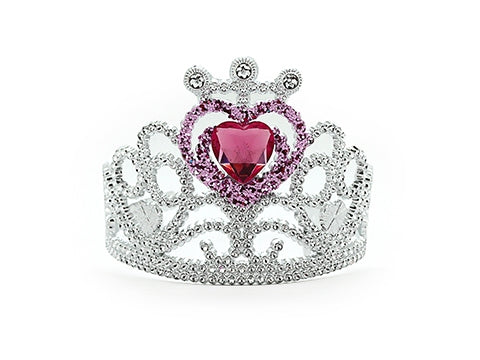 Silver Tiara with Pink Heart