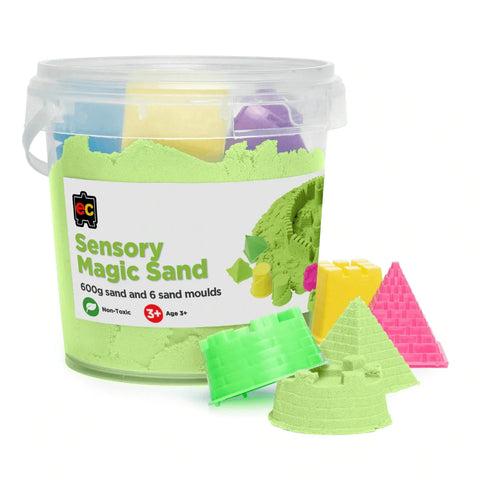 Sensory Magic Sand with 6 Moulds 600g Green
