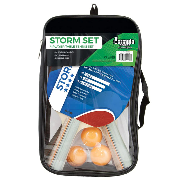 Table Tennis Set - 'Storm' 4 Player with Net and Balls