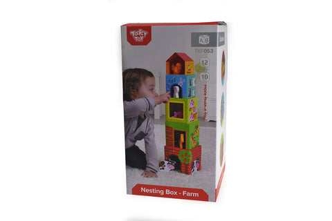Nesting Boxes with wooden animals- Farm