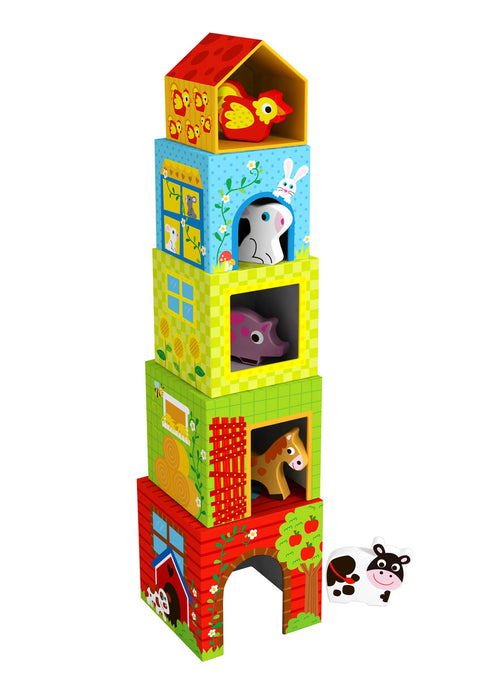 Nesting Boxes with wooden animals- Farm