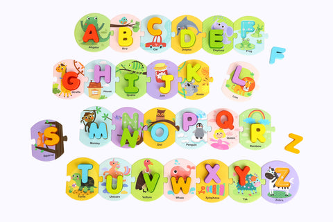 Alphabet Puzzle with Wooden Letters
