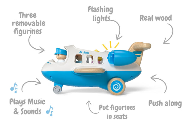 Wooden Airplane with Lights & Sound