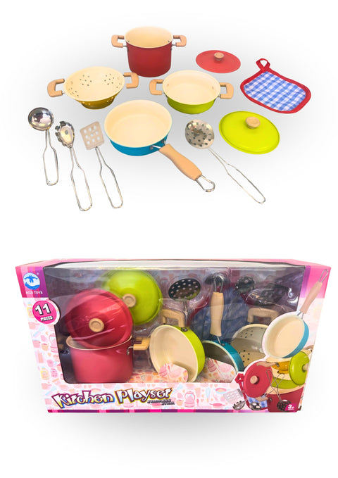 Kitchen Playset Colourful Steel Pots and Pans