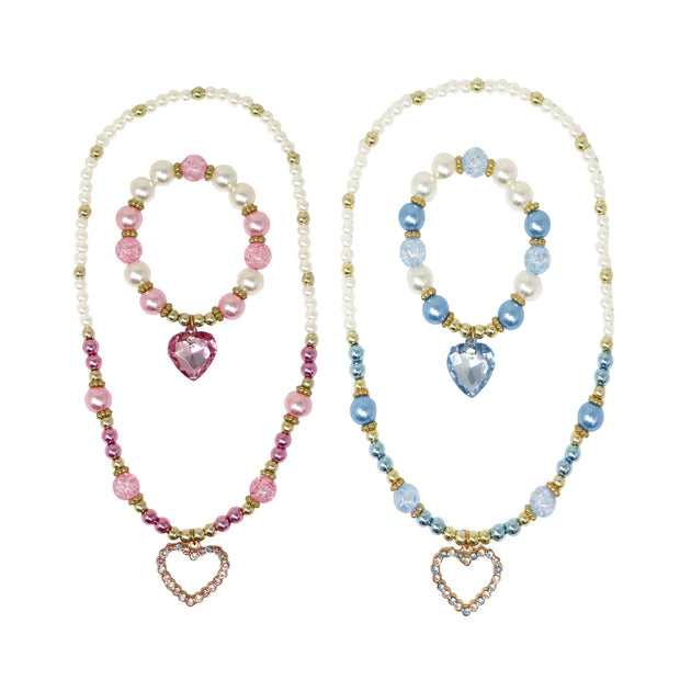 Dance Pearl Heart Necklace and Bracelet