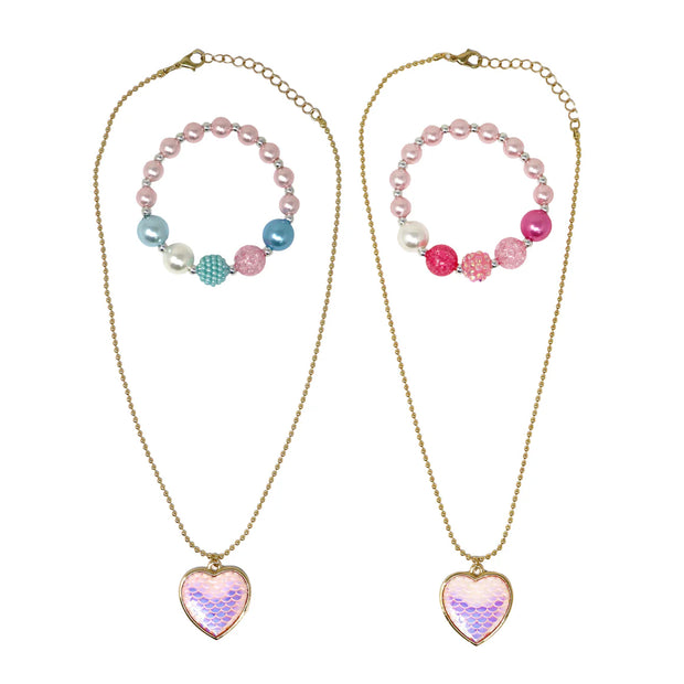 Dreamland Mermaid Heart Necklace and Bracelet
