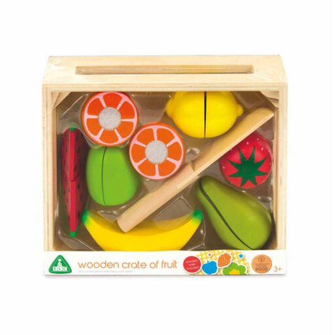 Wooden Crate of Fruit with Knife