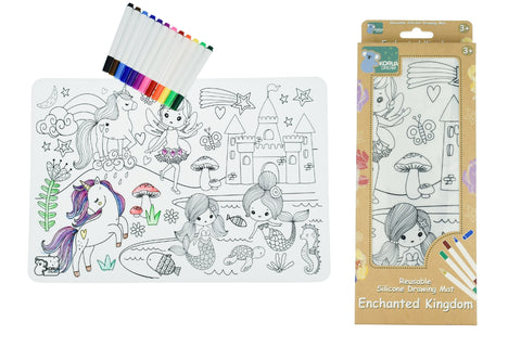 Silicone Drawing Mat with 12 Coloured Markers