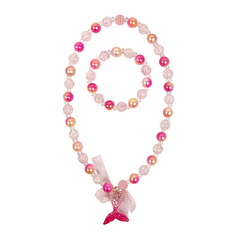 Mermaid Pink Tail Necklace and Bracelet set