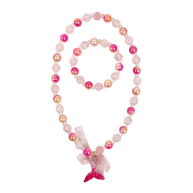 Mermaid Pink Tail Necklace and Bracelet set