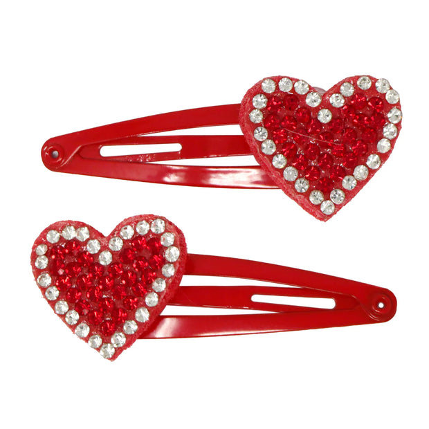 Twinkling Red Heart Snap Clip Duo