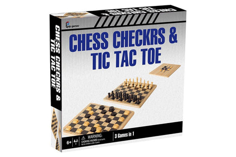 Solid Wood Chess / Checkers / Tic Tac Toe