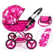 Cosy Doll Pram - Hot Pink with Star Hood
