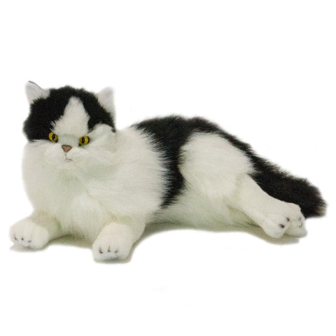 Woodrow Lying Black and White Cat 38cm